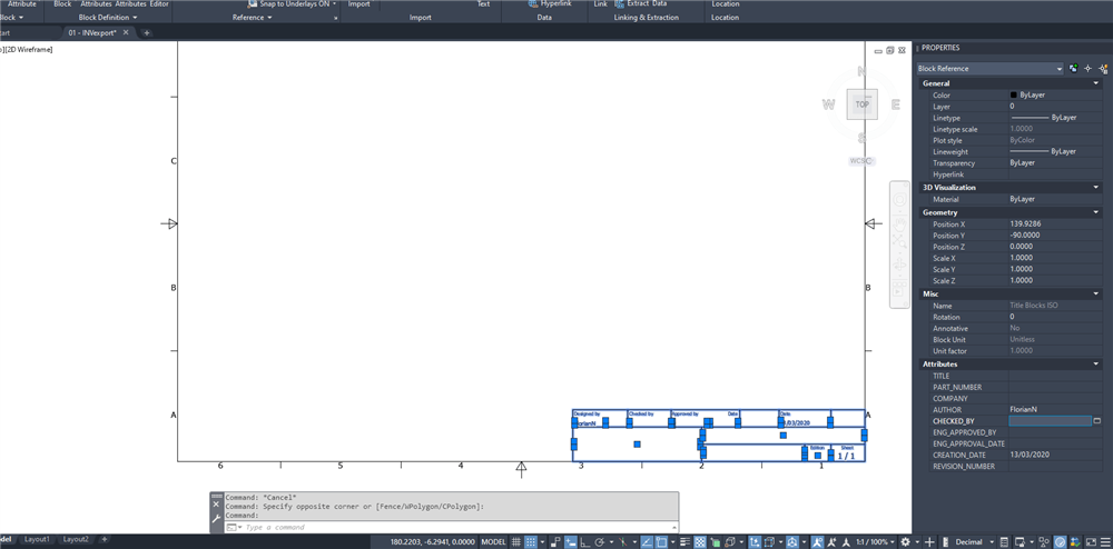 Titleblock in AutoCAD